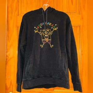 Teddy Fresh SpongeBob Neon Graphic Black Hoodie 2020 Collab Pullover Size S